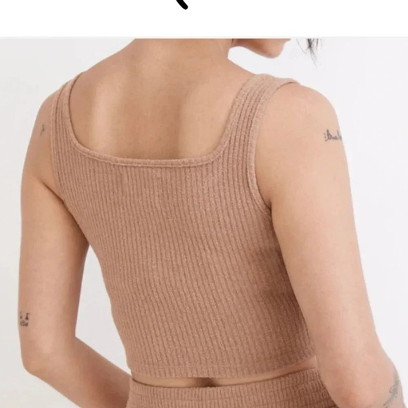 Madewell MWL tan soft stretchy Ribbed Crop Tank top size XL - Picture 4 of 9